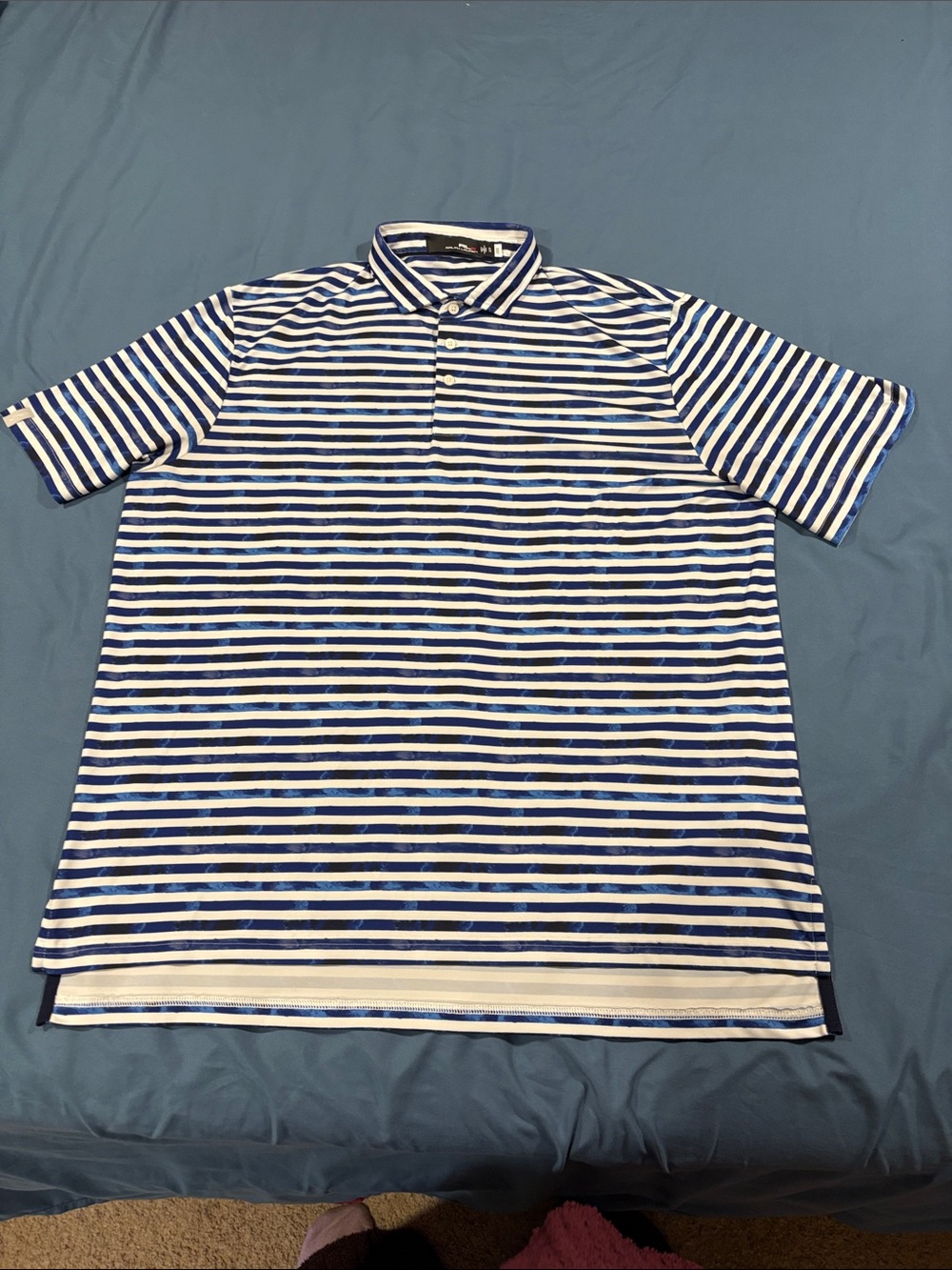 Ralph Lauren Navy and White Striped Polo Shirt